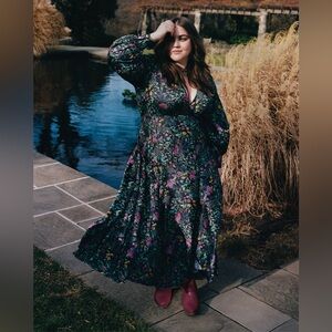 Plus Size | Baacal Maxey Greene Dark Floral Maxi Wrap Dress